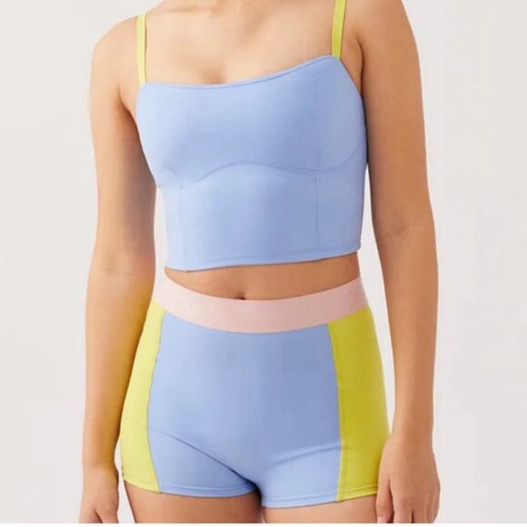 Outdoor Voices Pants - Outdoor Voices NWT Women's Pastel Zoom Bloomer Active Shorts Size Small Sky/Lime